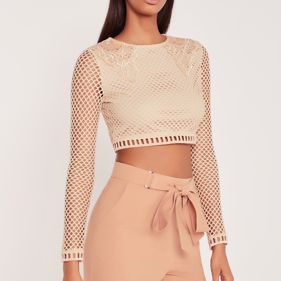 Long sleeve crop top w/shoulder embellishments - Picture 2 of 2